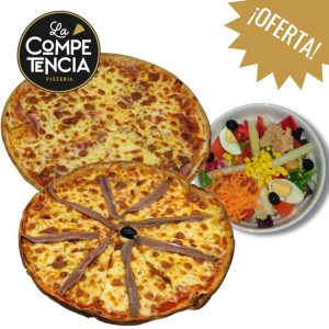 MENÚ 4 – 2 Pizzas + ensalada mixta